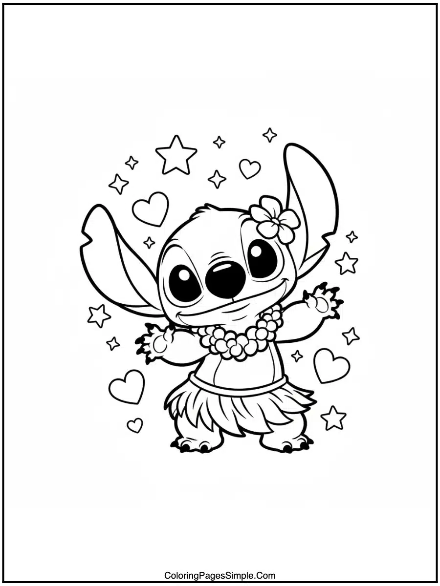 Hula Dancing Stitch coloring page