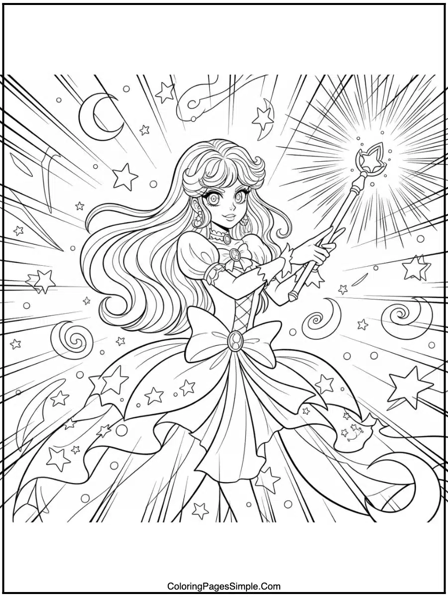 Magical Anime Coloring Page