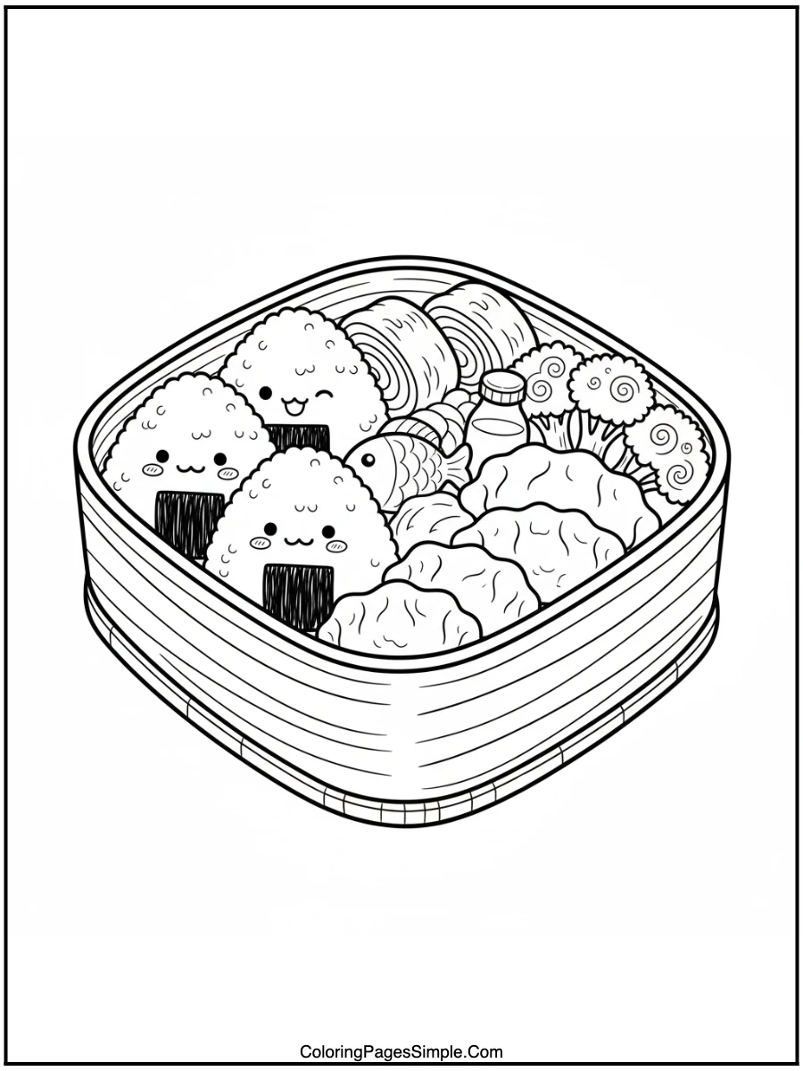 Cozy Bento Lunch Anime Coloring Page