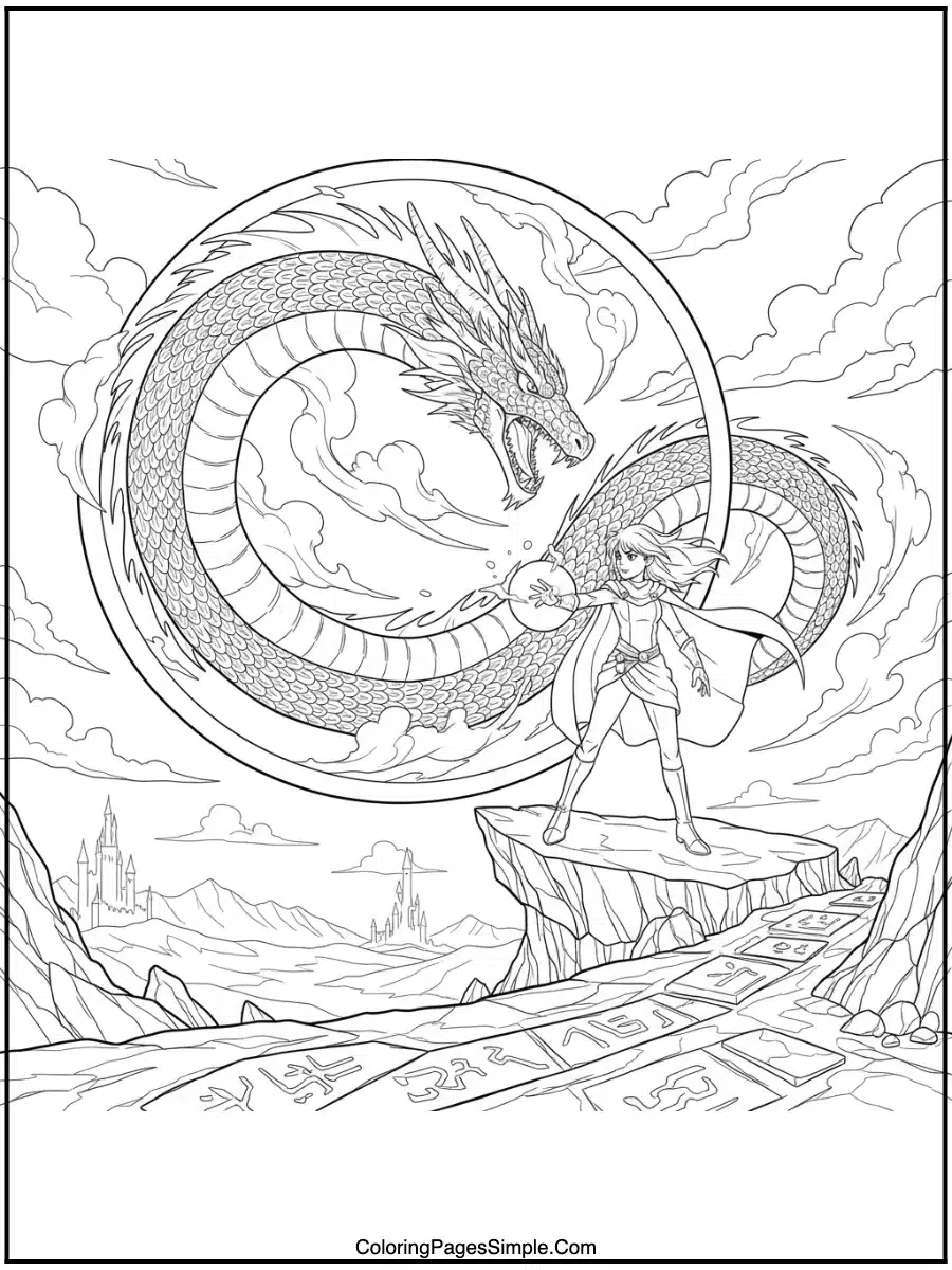 Dragon Summoner Anime Coloring Page