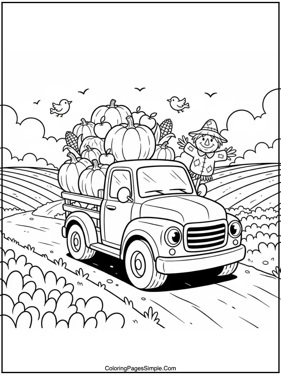 Harvest Truck Coloring Page