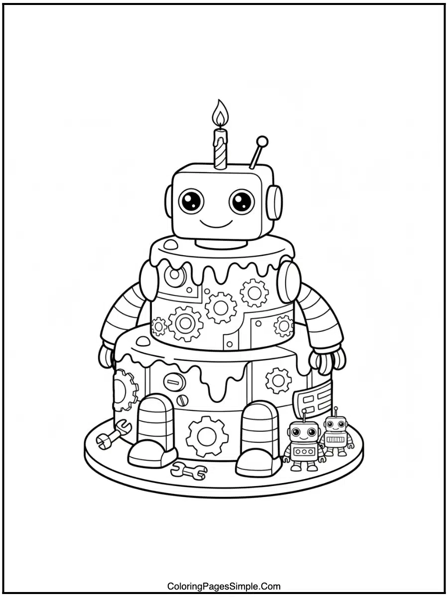 Robot-Themed Birthday Cake