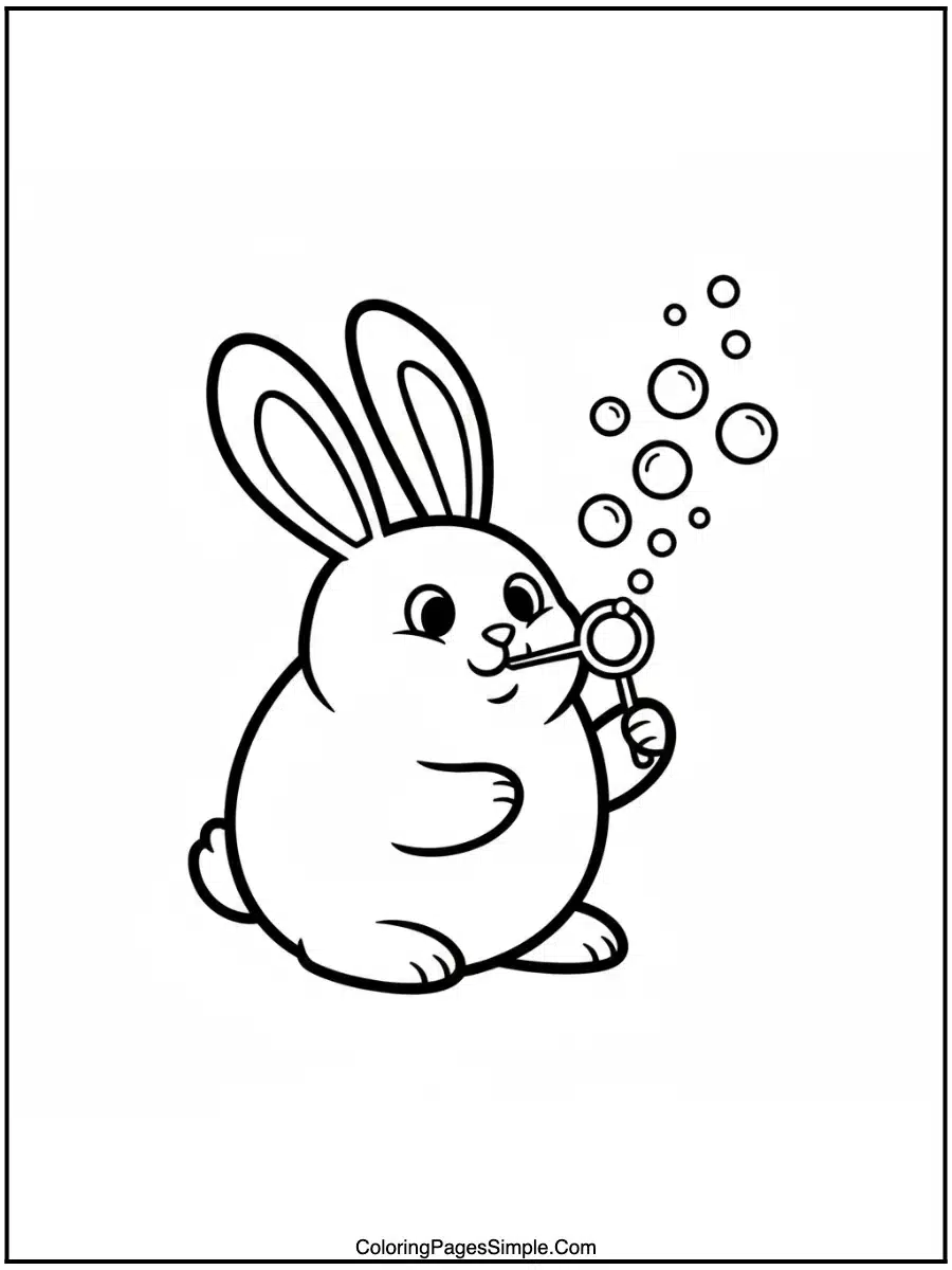 Bunny Blowing Bubbles Coloring Page