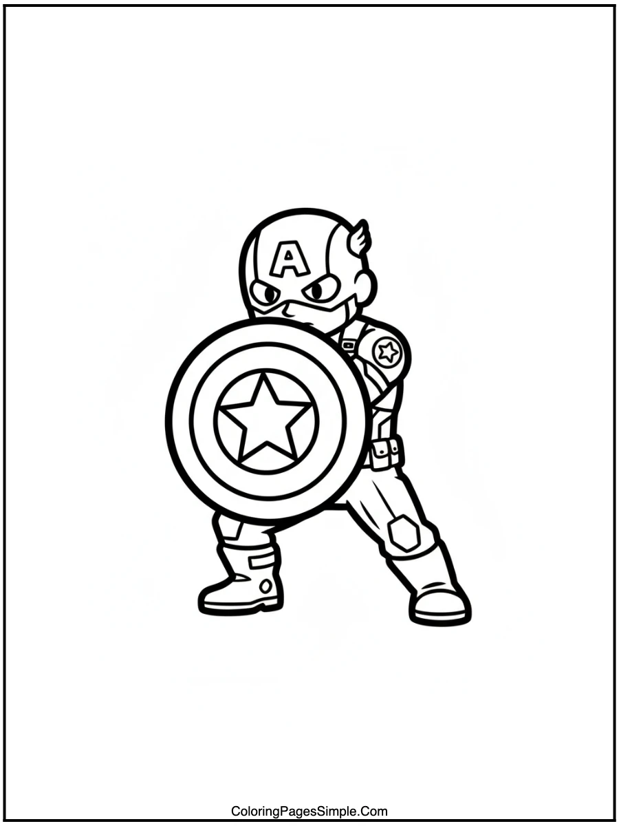 Captain America Defending with His Shield