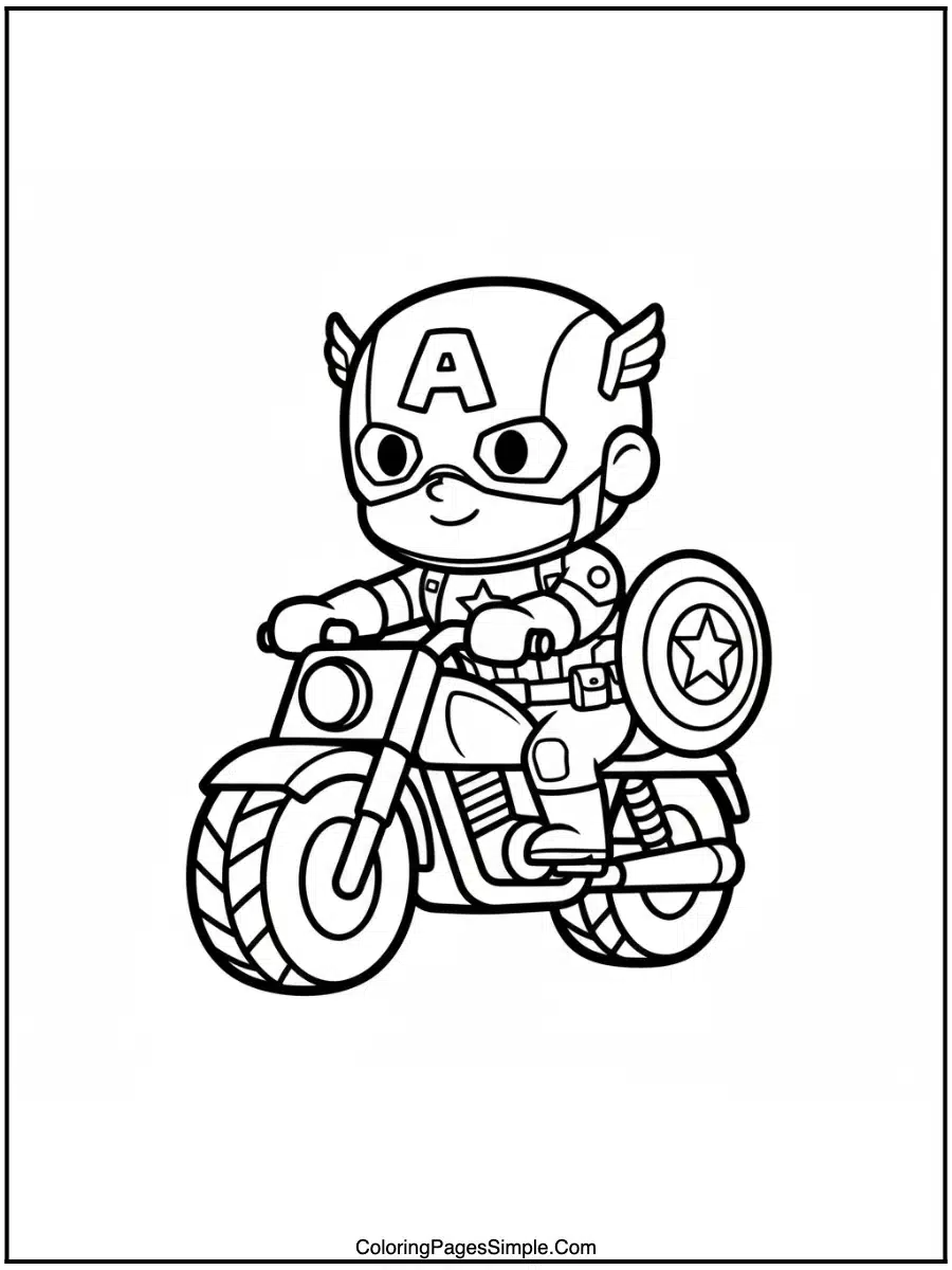 Captain America on His Motorcycle
