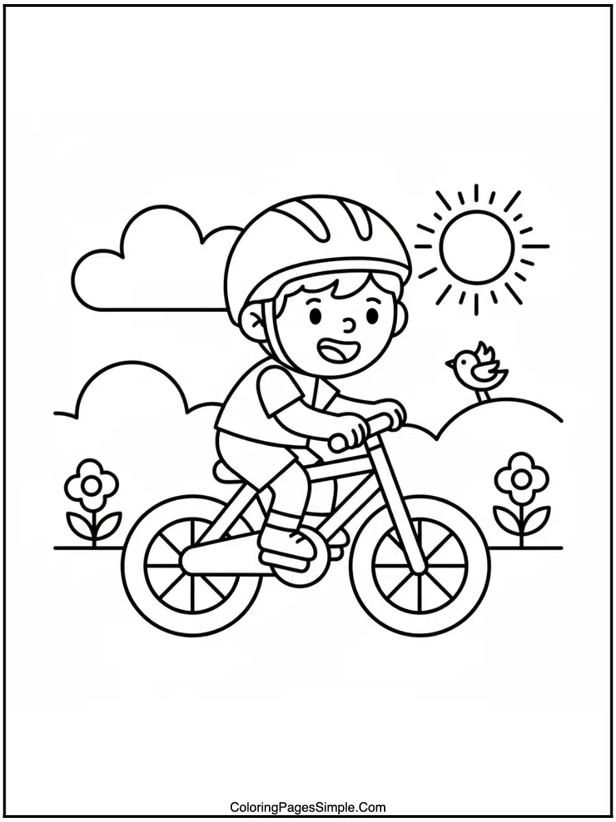 JJ Riding His Bike Coloring Page