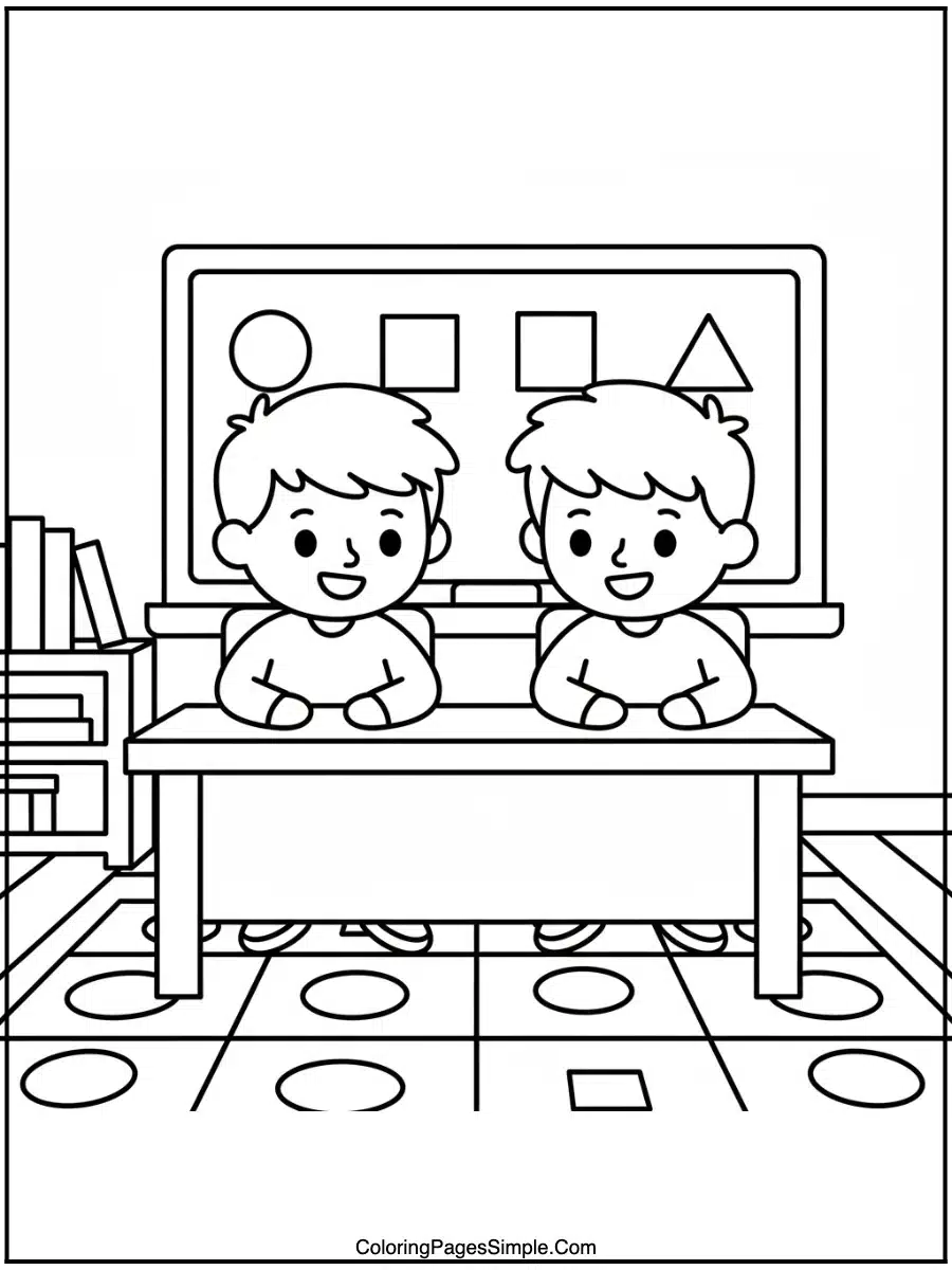 JJ and Cody at School Coloring Page
