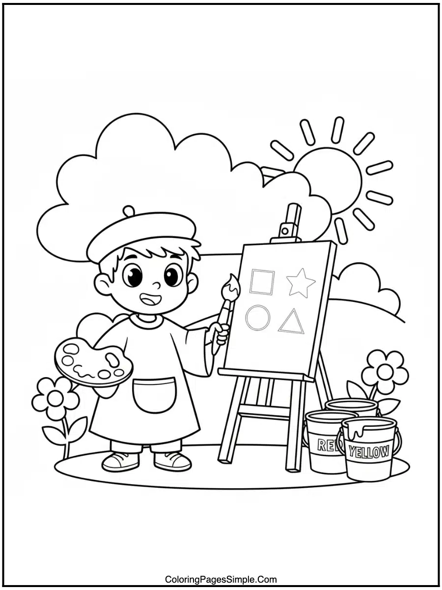 JJ Painting Time Coloring Page