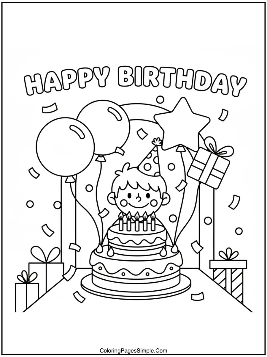 JJ Birthday Party Coloring Page