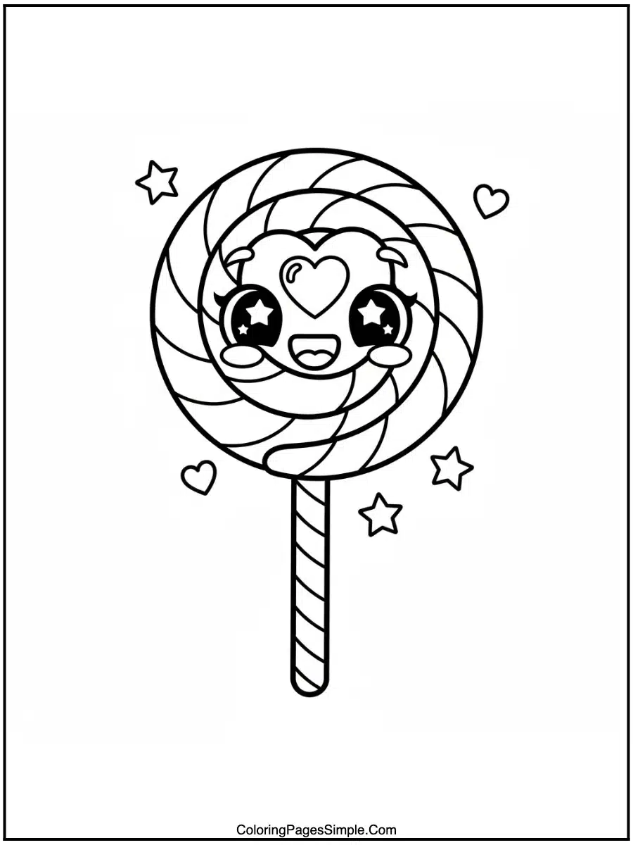 Kawaii Lollipop Coloring Pages