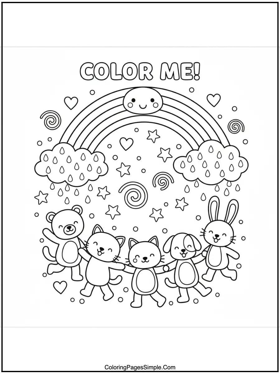 Cute Rainbow Coloring Pages