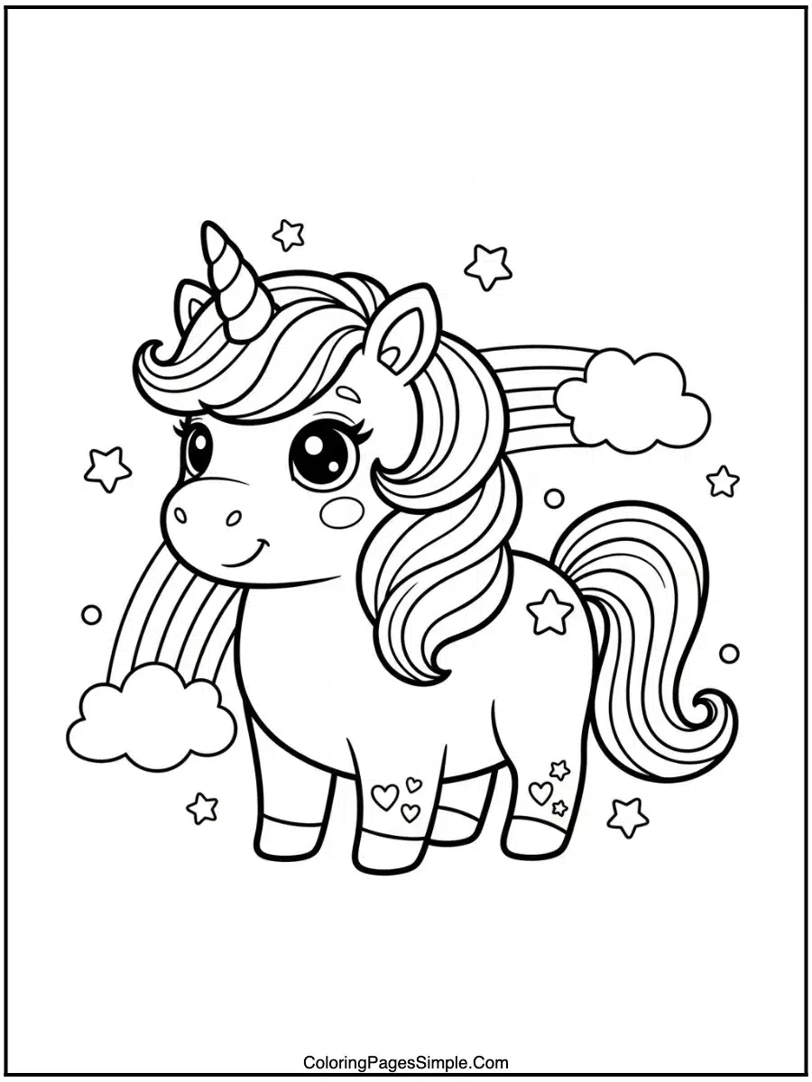 Cute Unicorn Coloring Pages