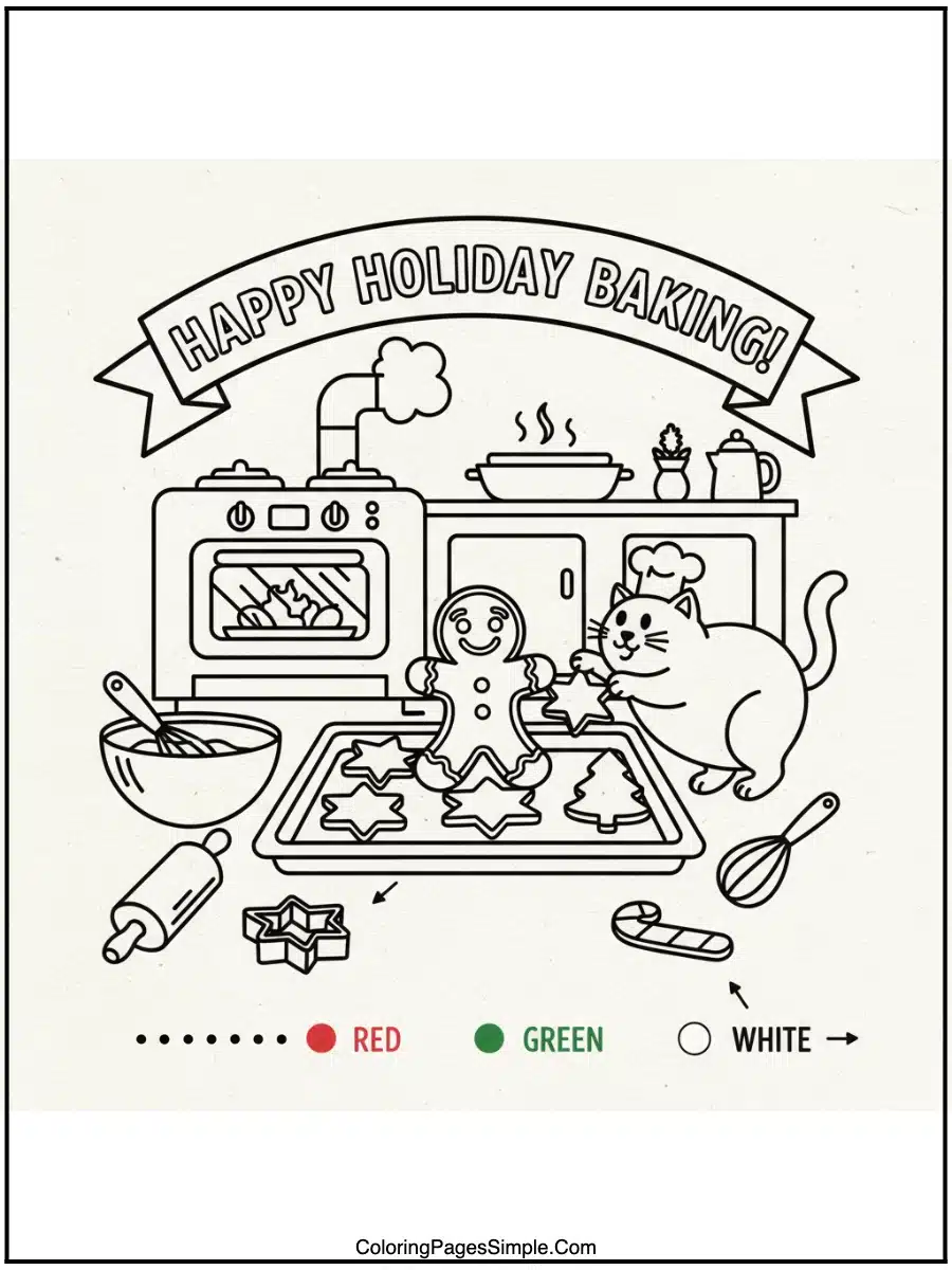 Christmas Cookies Baking Coloring Pages