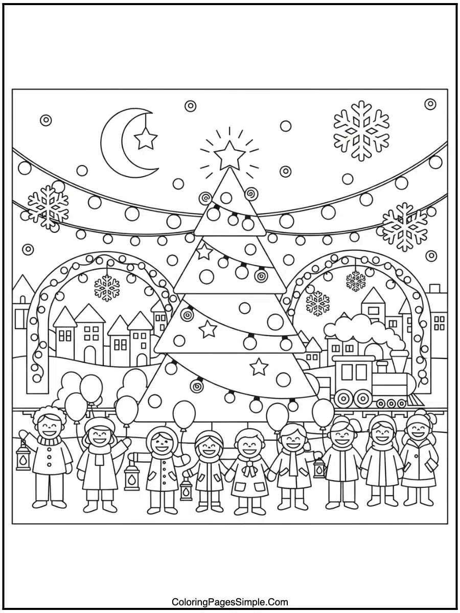 December Lights Festival Coloring Pages