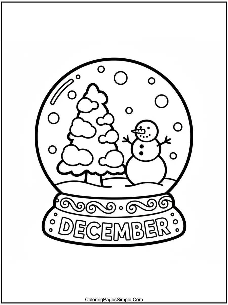 December Snow Globe Coloring Pages