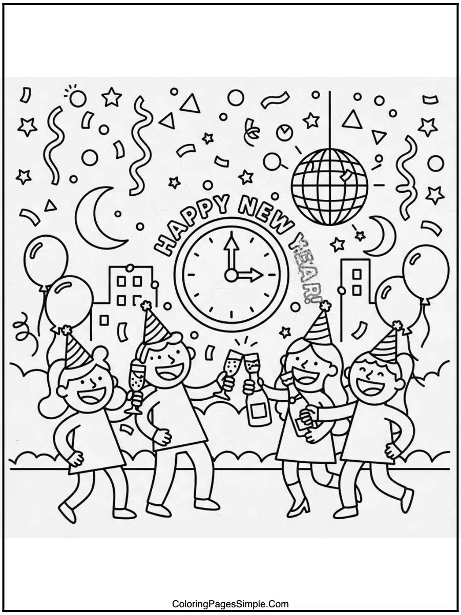 New Year’s Eve Party Coloring Pages