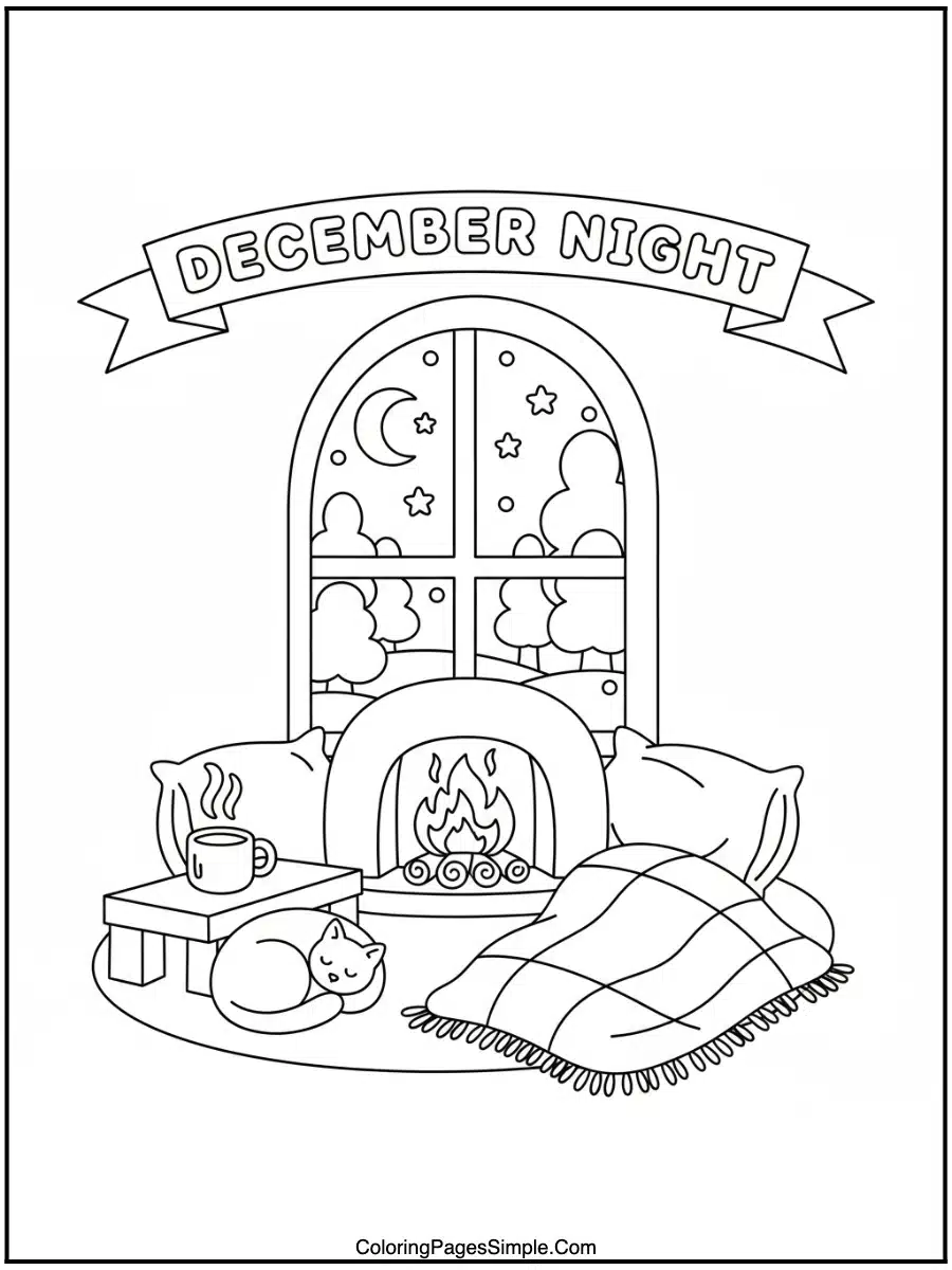 Cozy December Night Coloring Pages