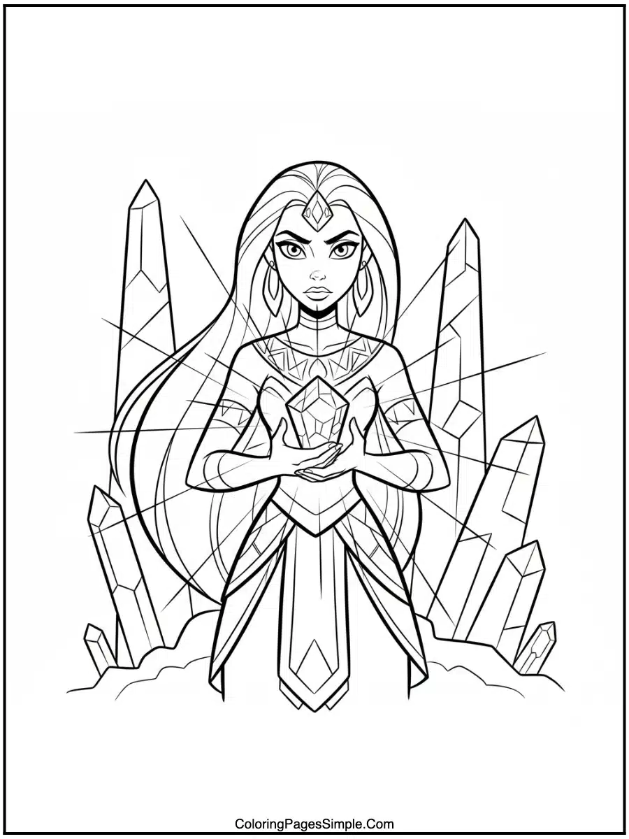 Kida with crystal cartoon line art