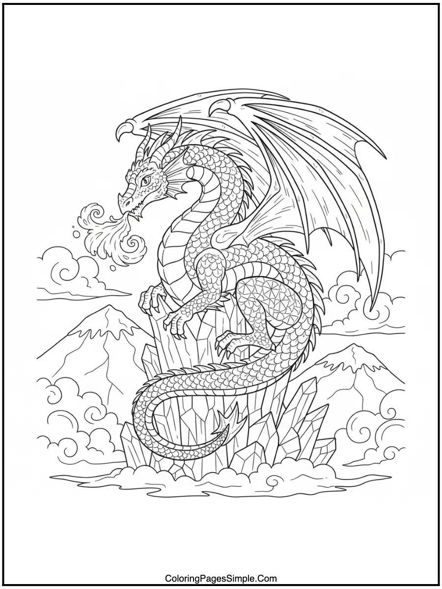 Ice dragon line art coloring page
