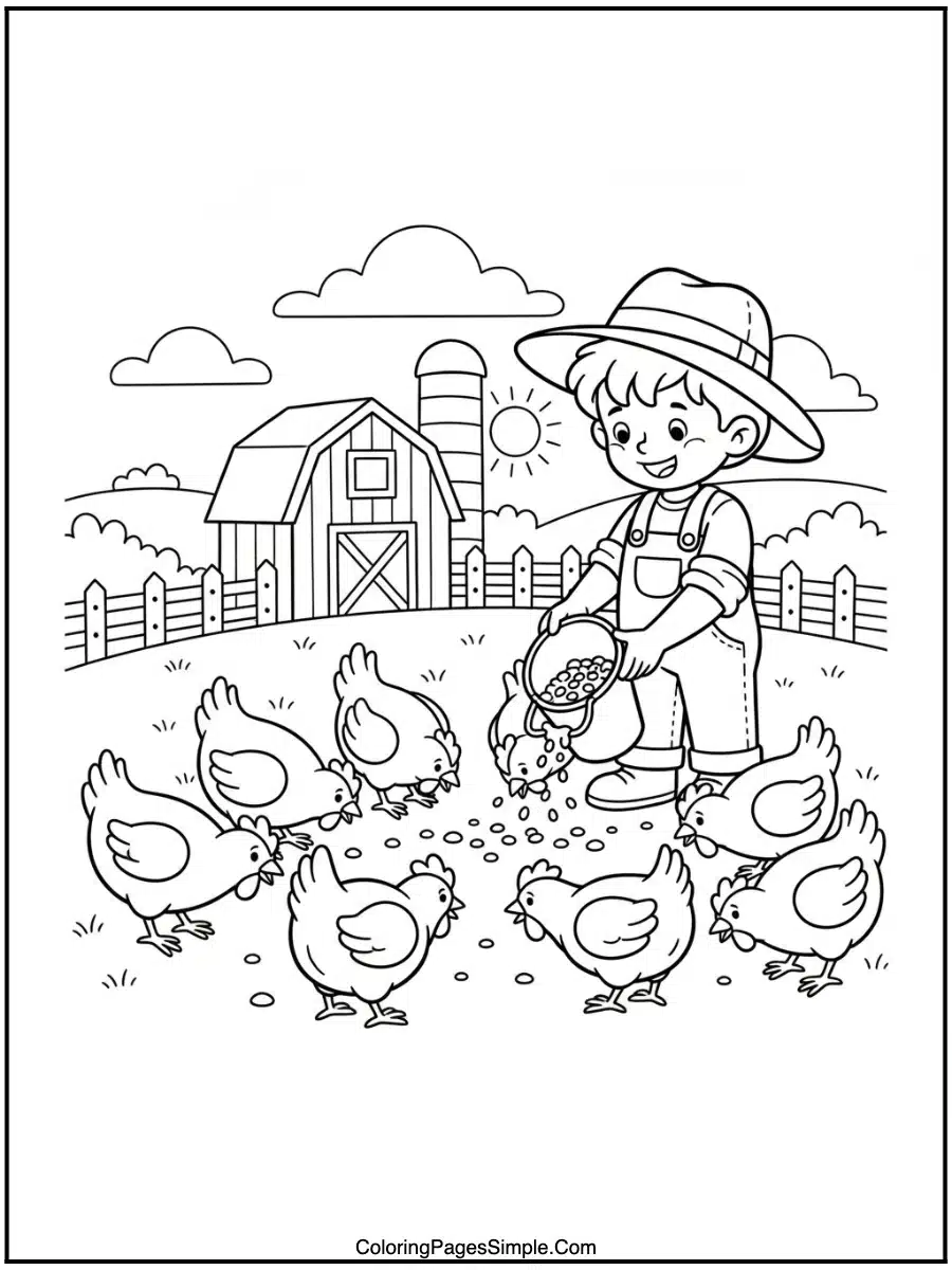 feeding the chickens