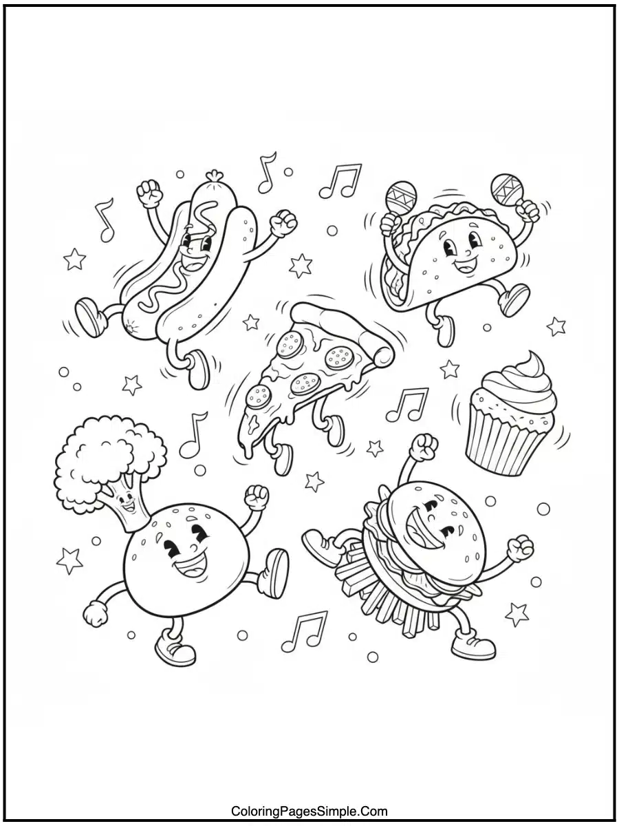 Food dancing wildly.