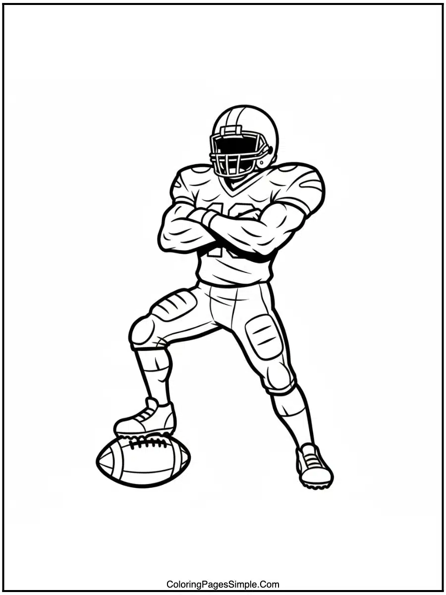 Cool Football Player Pose Coloring Page