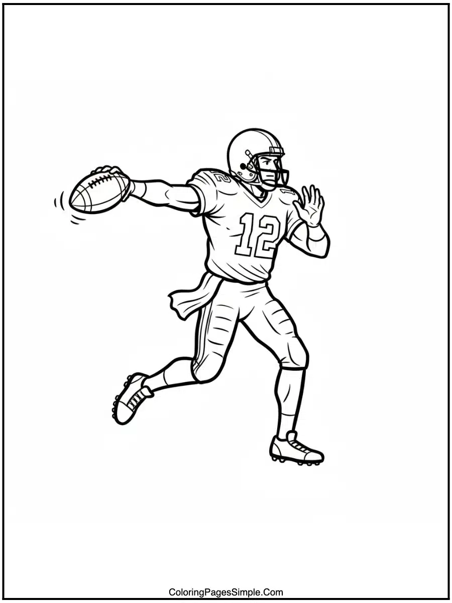 Quarterback in Motion Coloring Page
