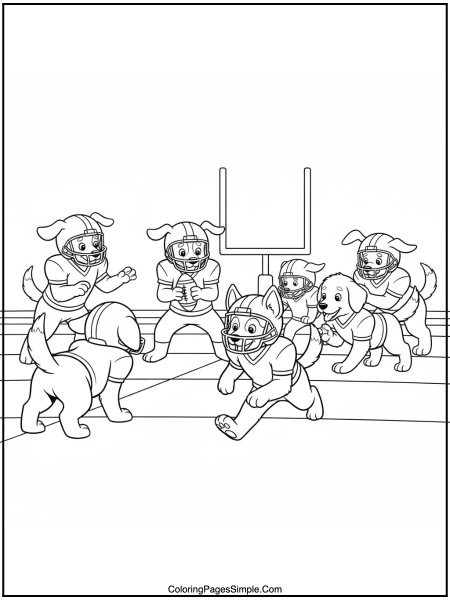 Puppy Football Team Coloring Page