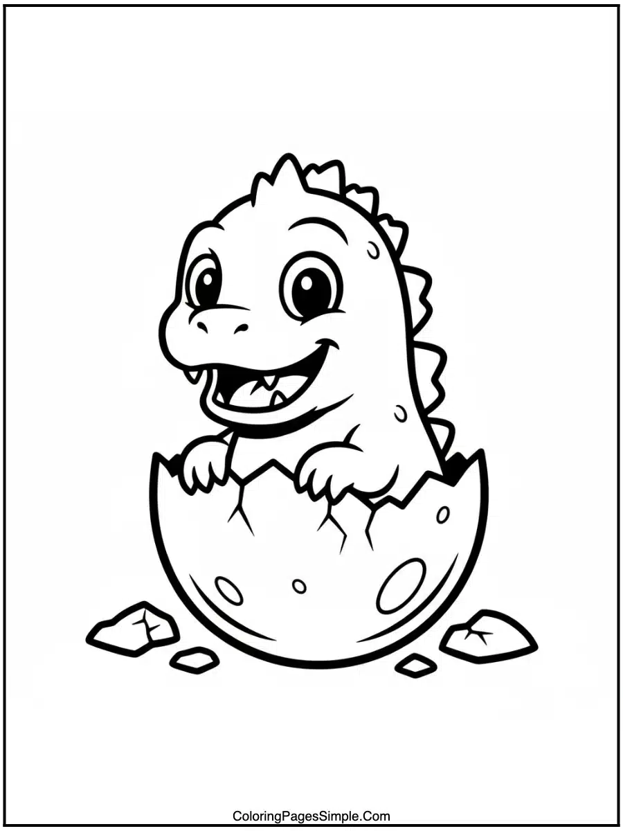 Godzilla Coloring Page hatching from egg.
