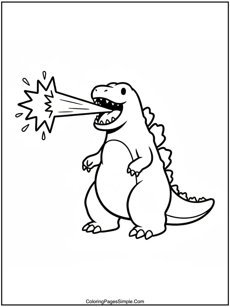 Godzilla Coloring Pages atomic breath attack.