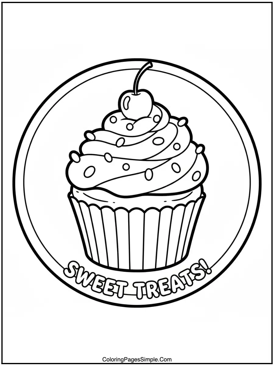 Happy Birthday Coloring Pages cupcake celebration.