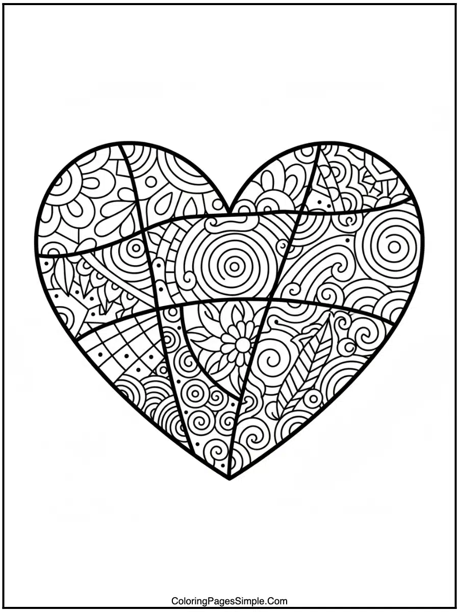 Heart Coloring Pages for mindful relaxation.