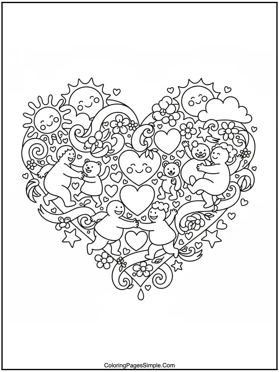 Heart Coloring Pages celebrating friendship love.