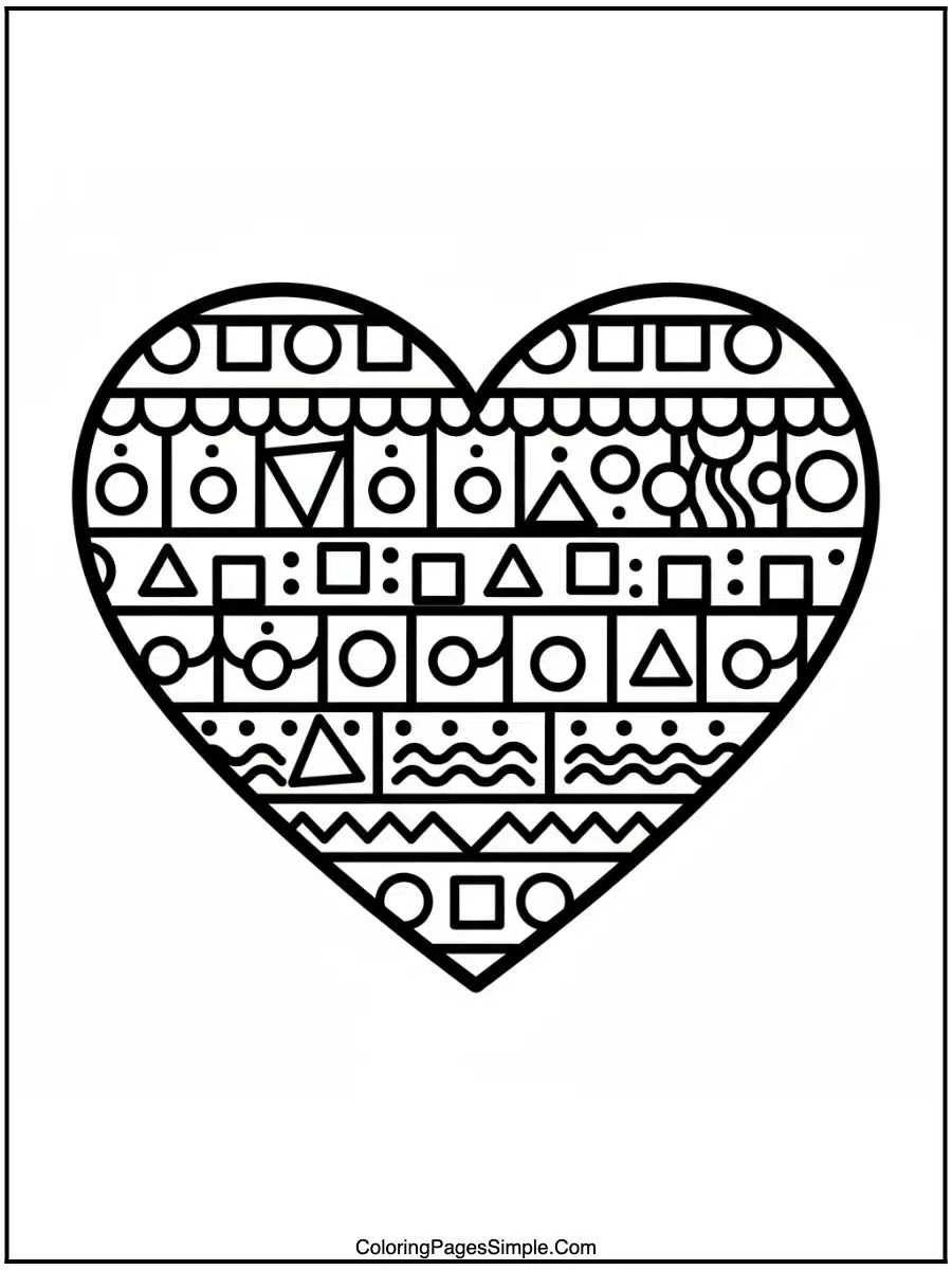 Heart Coloring Pages showing abstract patterns.