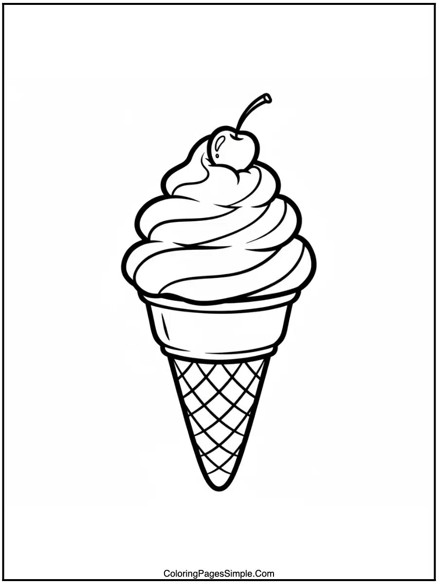 Ice Cream Coloring Pages on a cone.