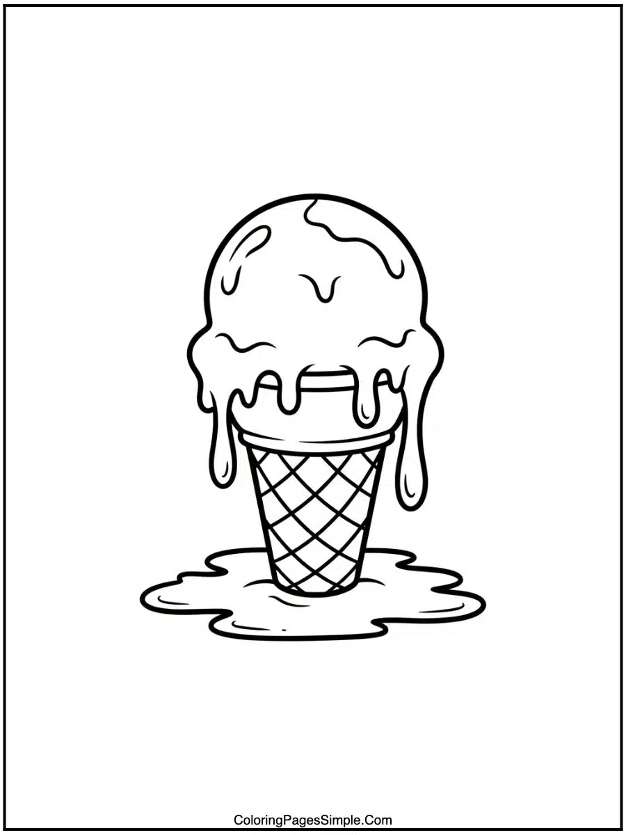 Ice Cream Coloring Pages melting slowly.