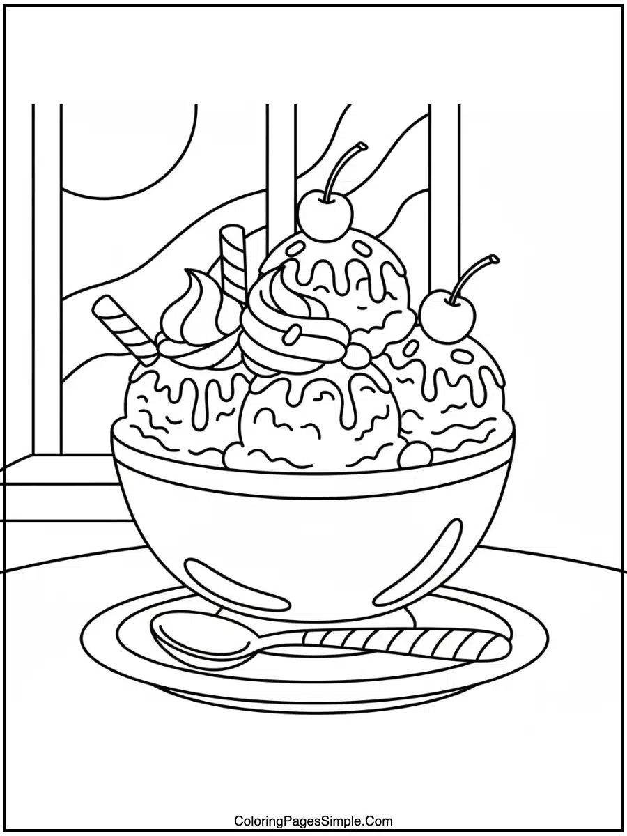 Ice Cream Coloring Pages in a bowl.