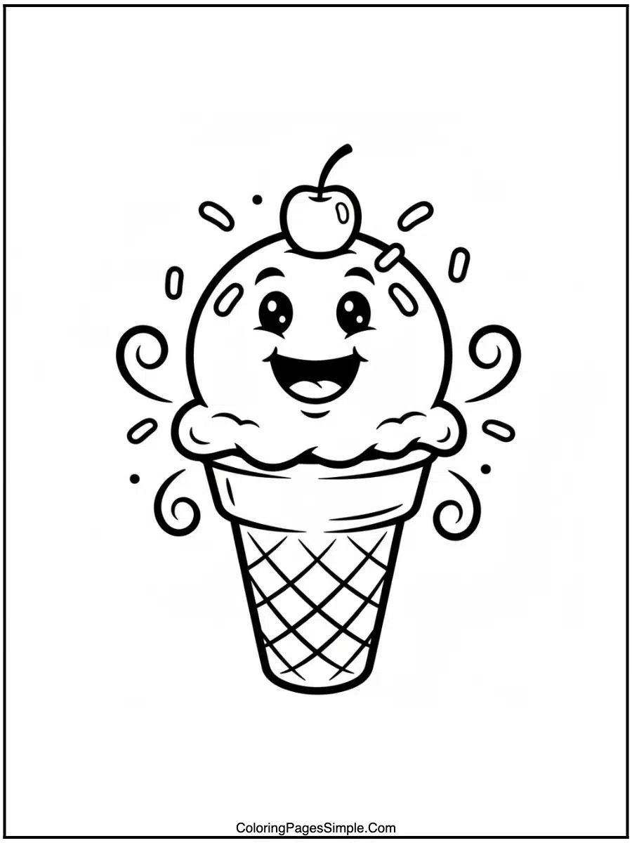 Ice Cream Coloring Pages a happy scoop.