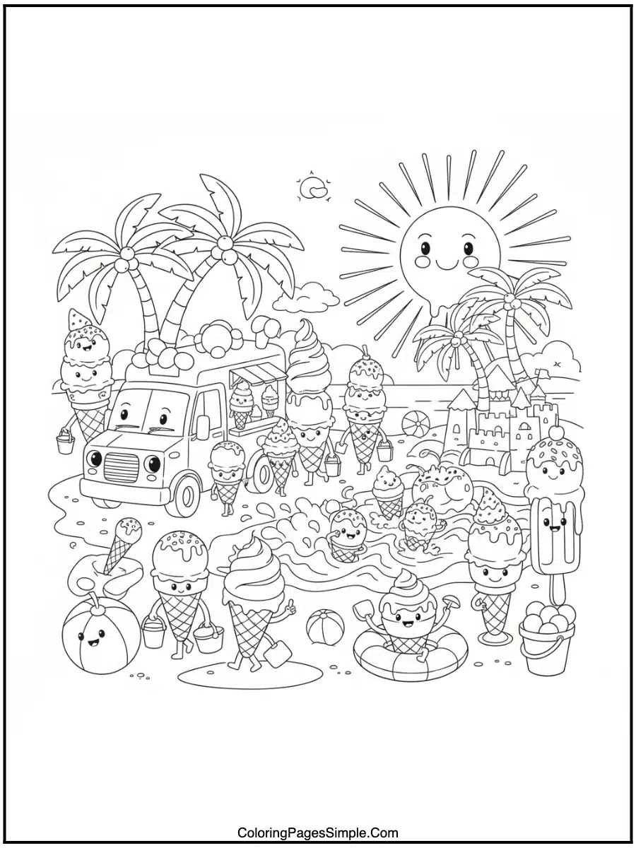Ice Cream Coloring Pages for summer fun.