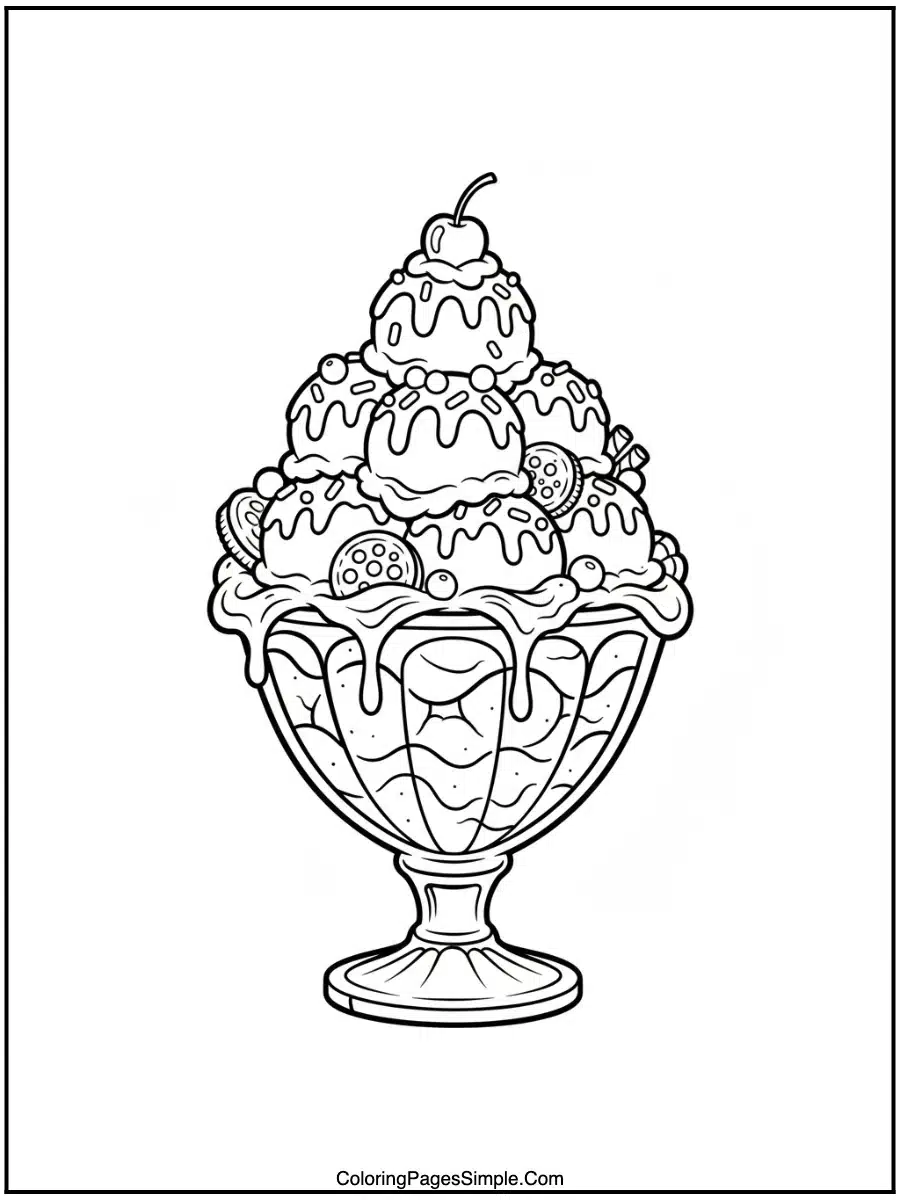 Ice Cream Coloring Pages a giant sundae.