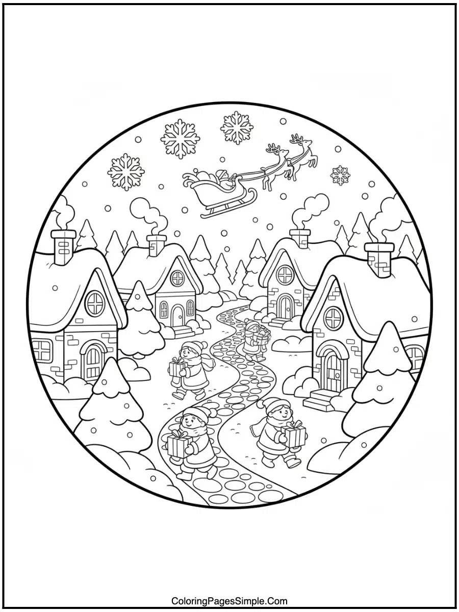 Snowy Village Street