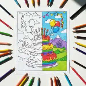 birthday Cake Coloring Page