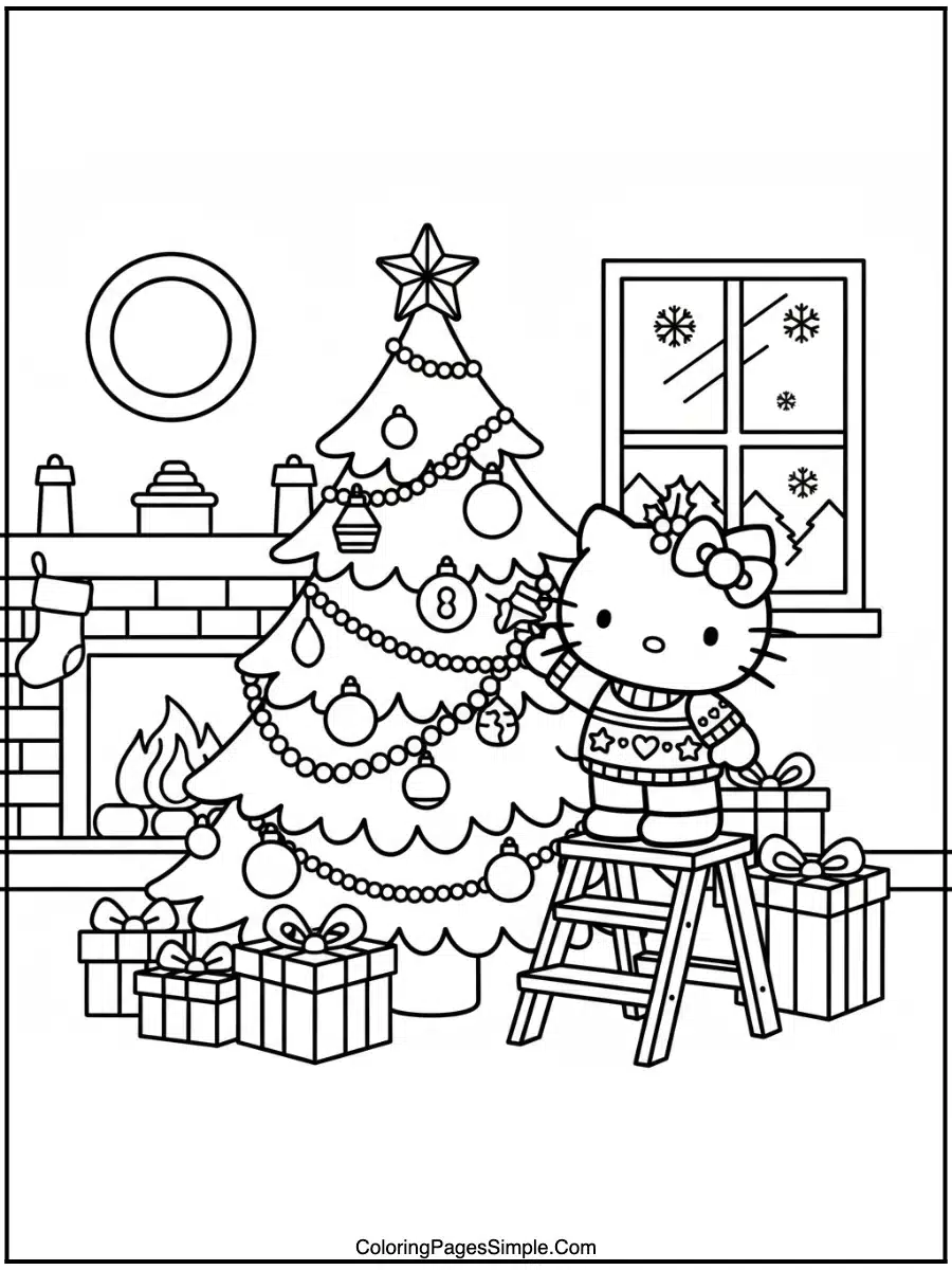 Hello Kitty Decorating Christmas Tree