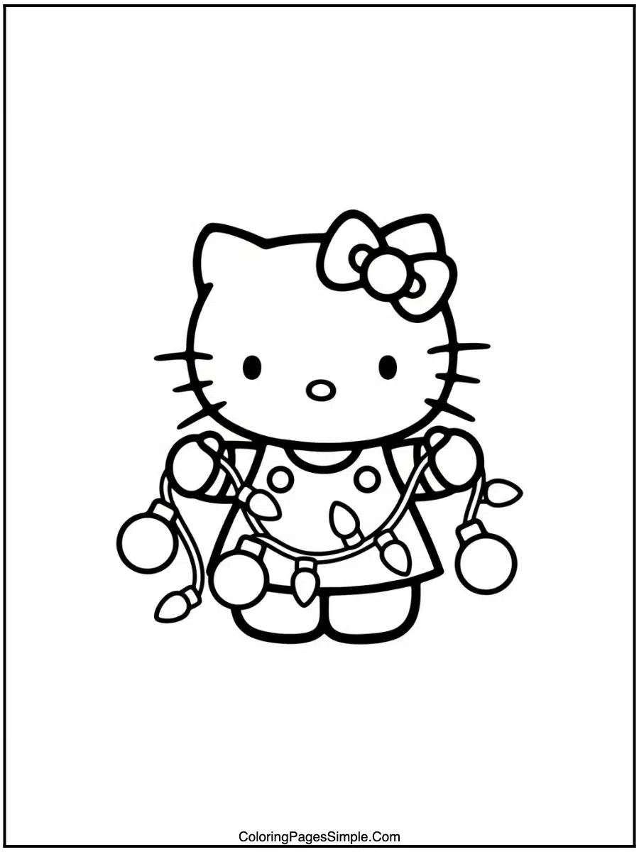 Hello Kitty Holding Christmas Lights