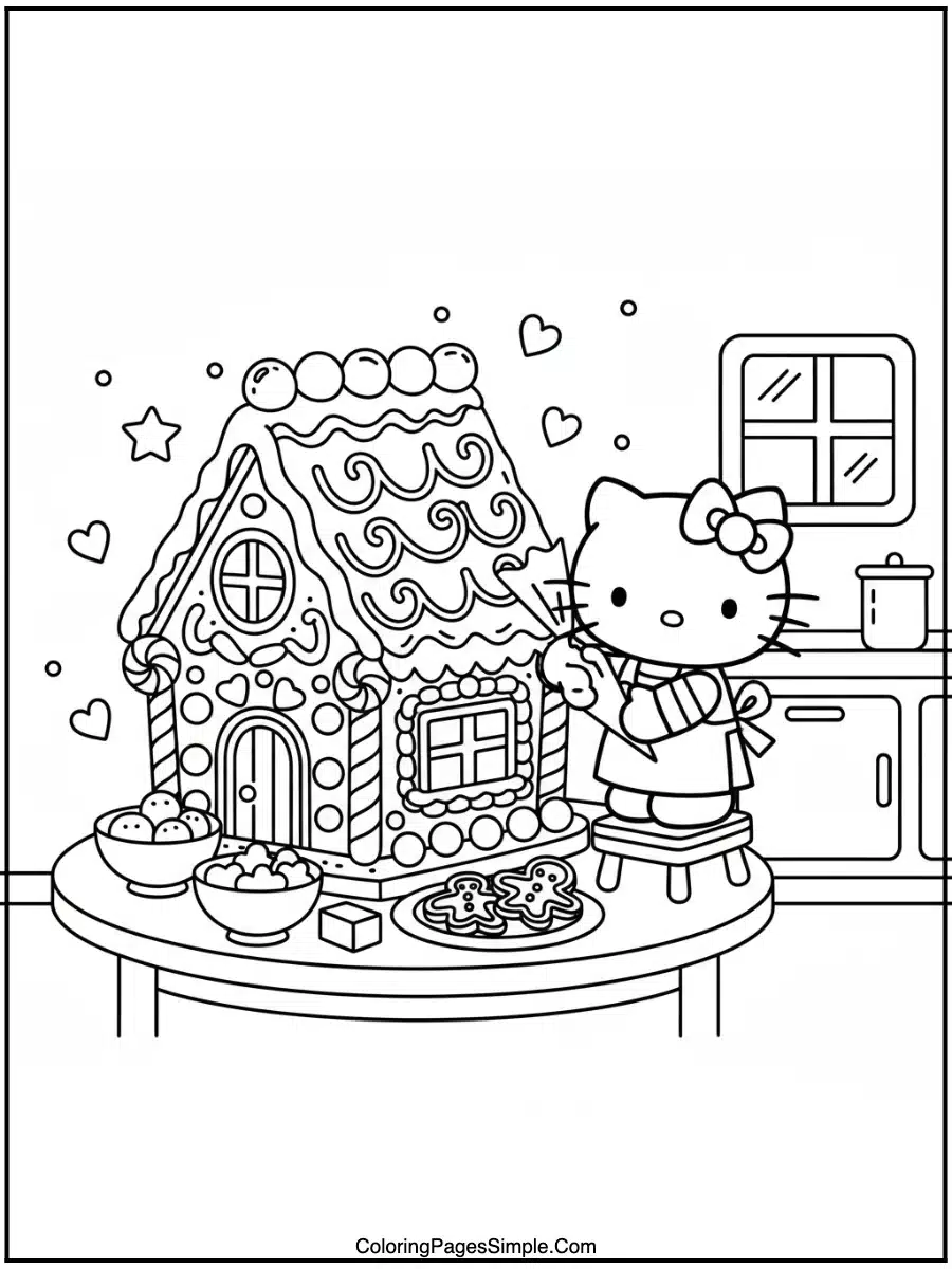 Hello Kitty Decorating Gingerbread House