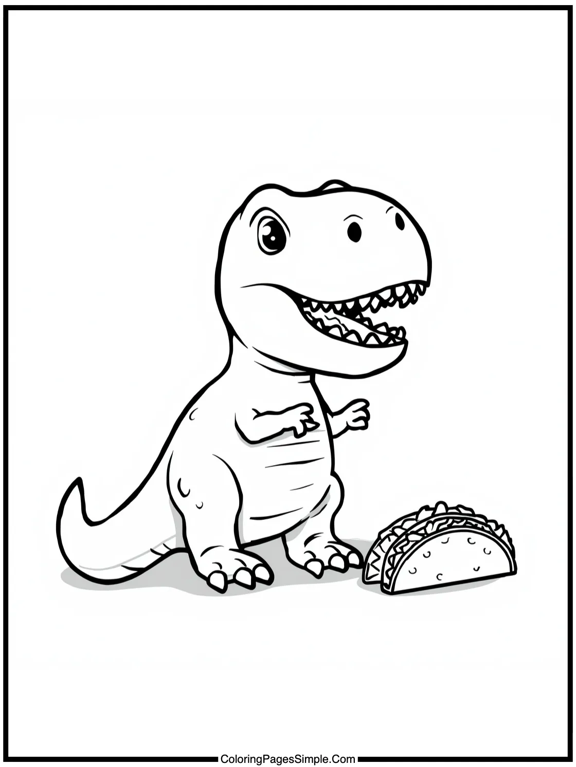 Adorable T-Rex Eating Tiny Tacos.