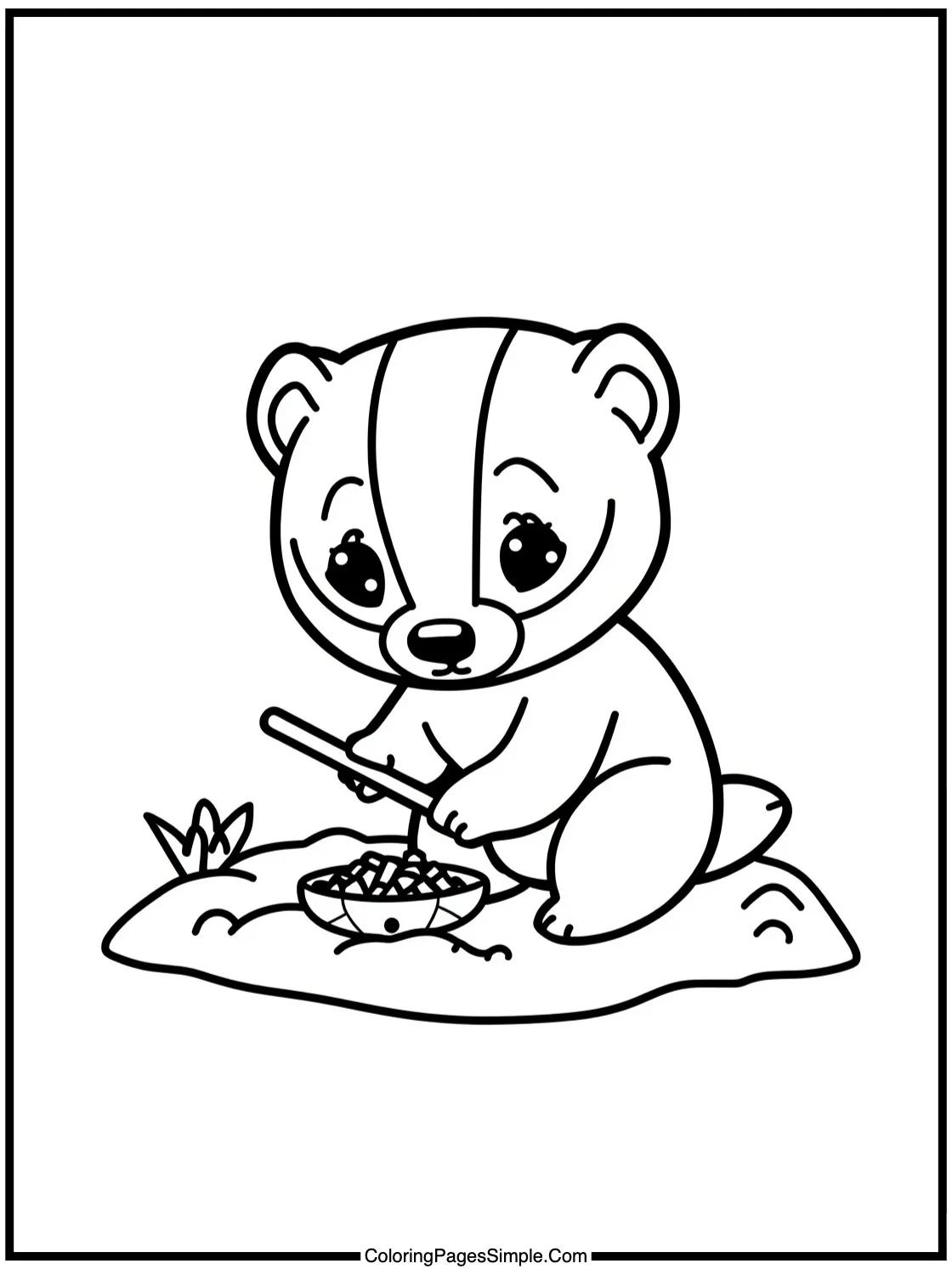 Chibi Badger digging for fun treasure.