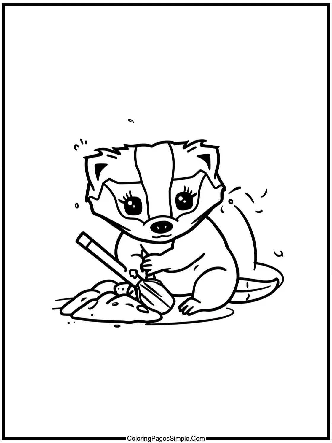Chibi Badger digging for fun treasure.