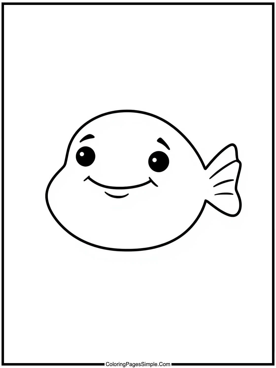Chibi Blobfish looking very happy smiling.