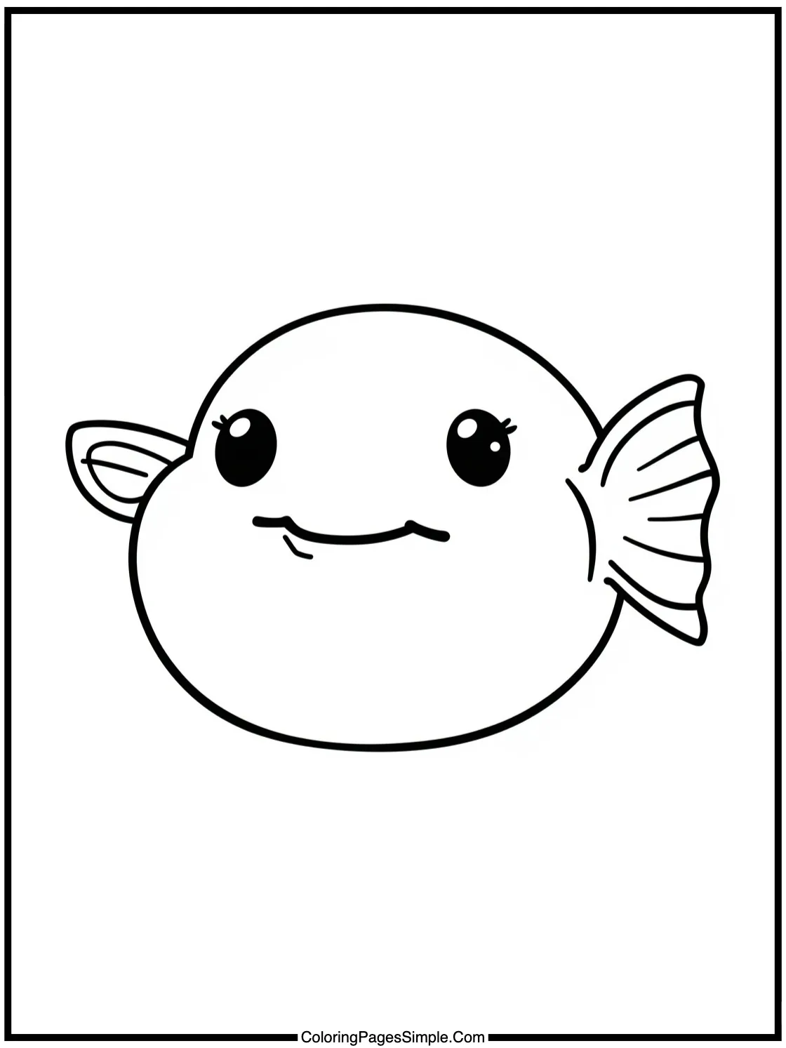 Chibi Blobfish looking very happy smiling.
